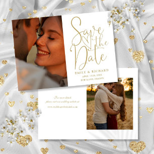 Save The Date Script élégant Chic Gold Mariage 2 Photo