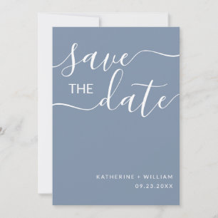 Save The Date Script Élégant Minimal Dusty Blue Enregistrer La D