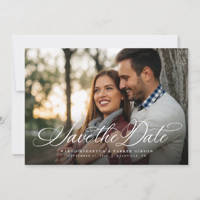 Save The Date Script élégant simple une photo horizontale (Devant)