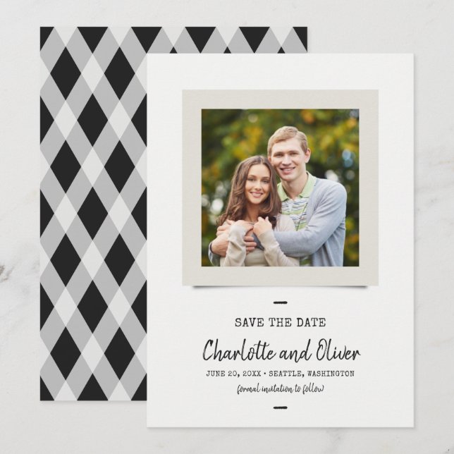 Save The Date Script et machine à écrire Photo Enregistrer la da (Devant / Derrière)