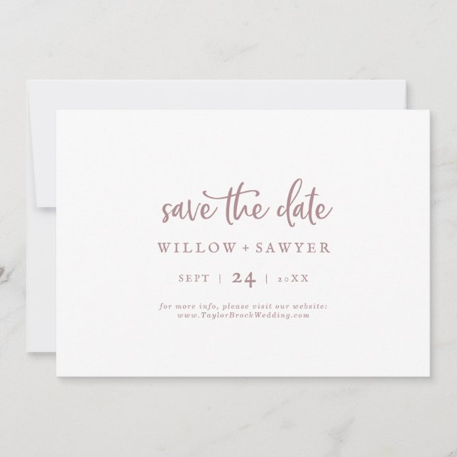 Save The Date Script Gold Rustique Rose Horizontal Enregistrer L (Devant)