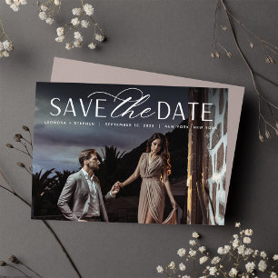 Save The Date Script lisse Mariage photo horizontal unique