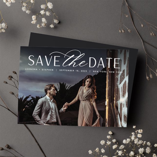 Save The Date Script lisse | Mariage photo horizontal unique (Créateur téléchargé)