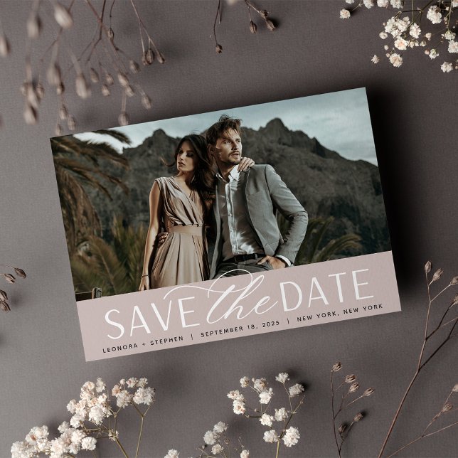Save The Date Script lisse | Mariage photo horizontal unique (Créateur téléchargé)