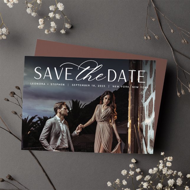 Save The Date Script lisse | Mariage photo horizontal unique (Créateur téléchargé)