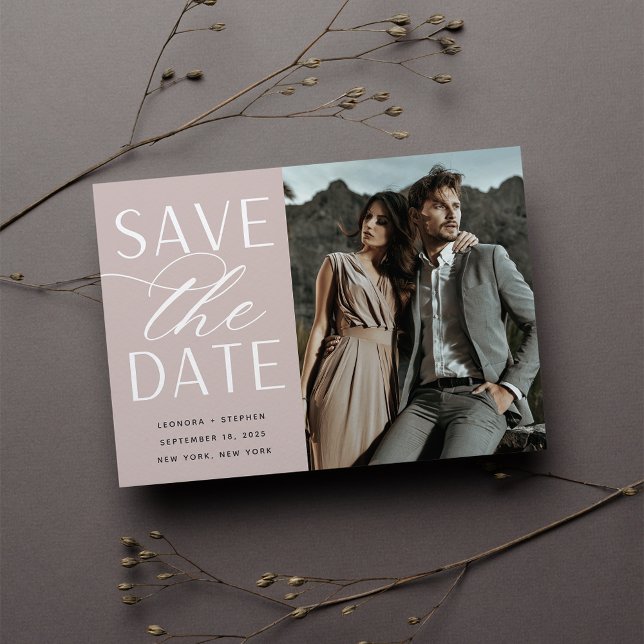 Save The Date Script lisse | Mariage photo unique (Créateur téléchargé)