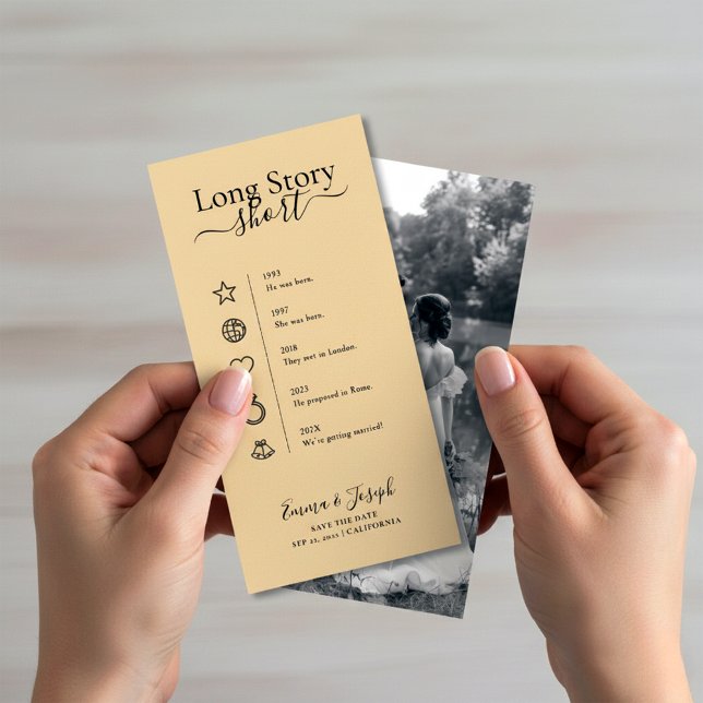 Save The Date Script Long Story Short Old Money Photo Wedding (Créateur téléchargé)