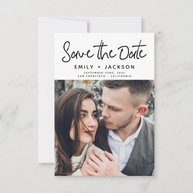 Save The Date Script manuscrit moderne Enregistrer la photo de l (Devant)