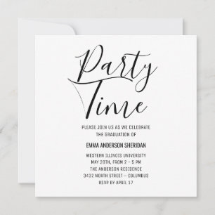 Save The Date Script minimaliste élégant Noir & Blanc Grad Party