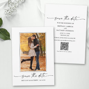 Save The Date Script minimaliste moderne d'encre Couple photo QR