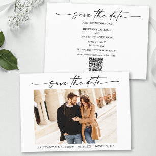 Save The Date Script minimaliste moderne d'encre photo code QR