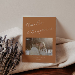 Save The Date Script minimaliste moderne élégant en terre cuite 