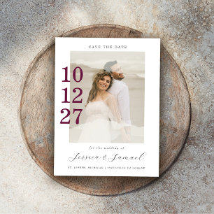 Save The Date Script minimaliste moderne Plum couleur Mariage ph