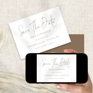 Save The Date Script Minimaliste Texte Brown Enregistrer La Date