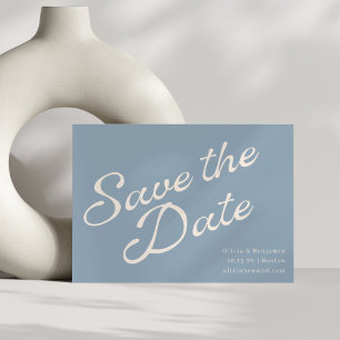 Save The Date Script minimaliste Vintage élégant Dusty Blue