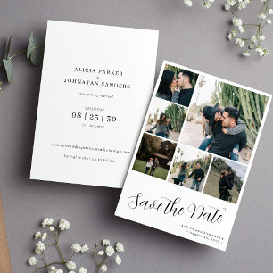 Save The Date Script moderne 6 photo collage simple mariage