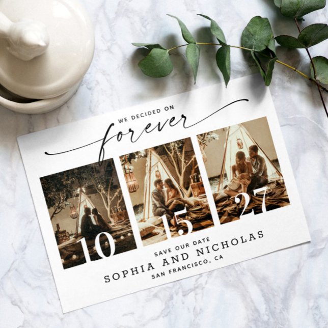 Save The Date Script moderne | Collage photo noir et blanc 3 (Créateur téléchargé)