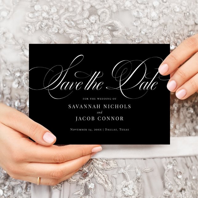 Save The Date Script moderne élégant noir et blanc (Créateur téléchargé)