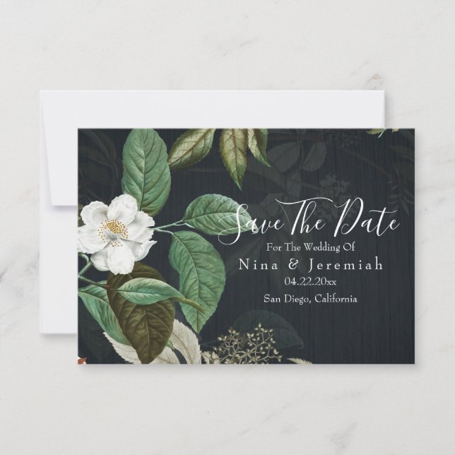 Save The Date Script moderne Floral Magnolia (Devant)