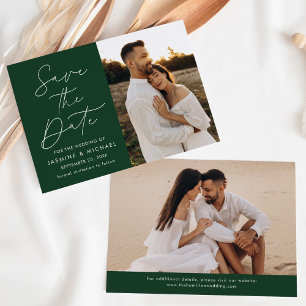 Save The Date Script moderne Green 2 Photo