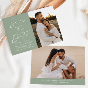 Save The Date Script moderne Sage Green 2 Photo