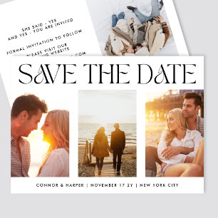 Save The Date Script MODERNE Trois mariage multi-photo