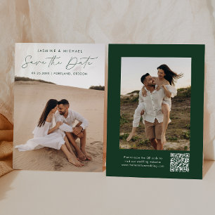 Save The Date Script moderne vert QR Code 2 Photo