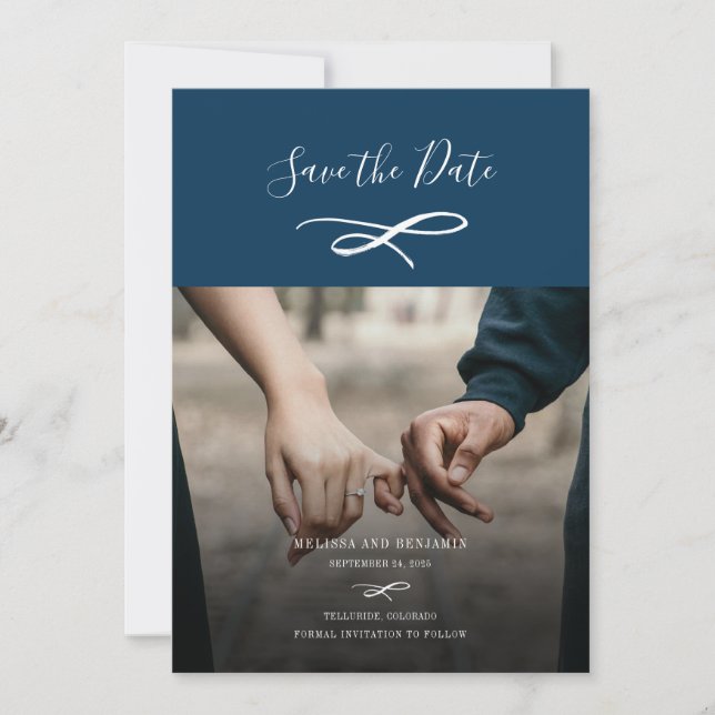 Save The Date Script Photo Moderne (Devant)