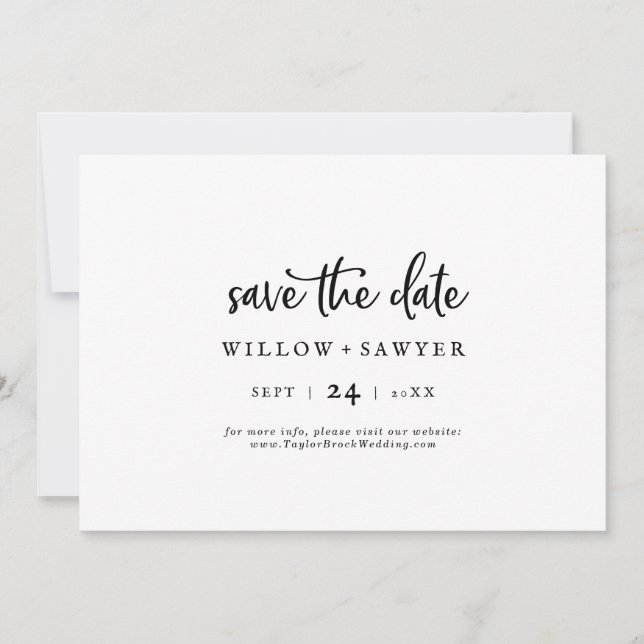 Save The Date Script Rustique Horizontal Enregistrer La Date (Devant)