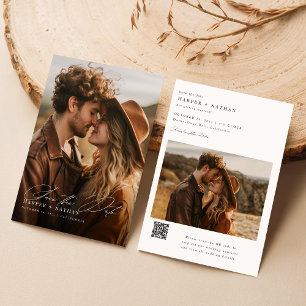 Save The Date Script rustique Qr Code Mariage photo