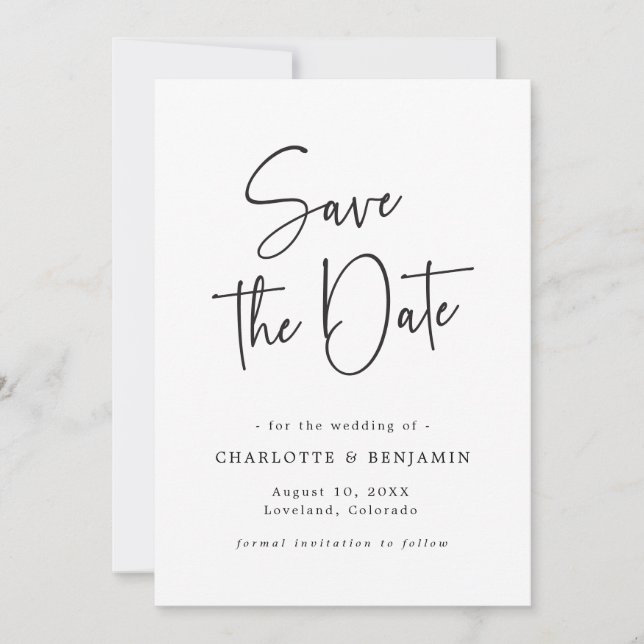 Save The Date Script Simple Date d'enregistrement (Devant)
