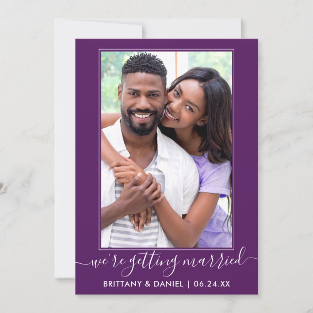 Save The Date Script tendance Se Marier Violet (Devant)