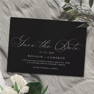 Save The Date Script vintage   Romantique Moody Mariage Noir