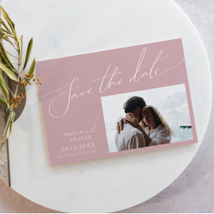 Save The Date Script Whimsical   Dusty Rose photo horizontale