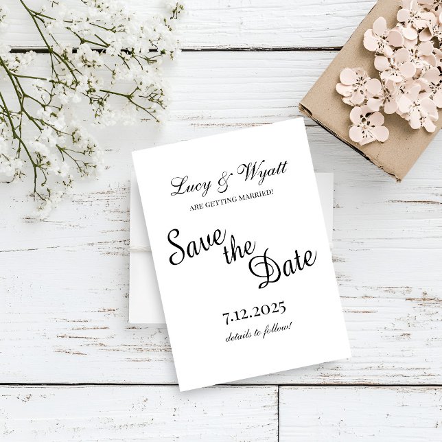 Save The Date Scripty Black & White Enregistrer la date (Créateur téléchargé)