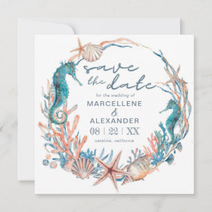 Save The Date Sea Wreath   Mariage Watercolor Beach