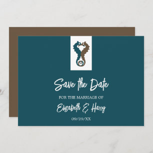 Save The Date Seahorse Romance, Mariage sur la plage