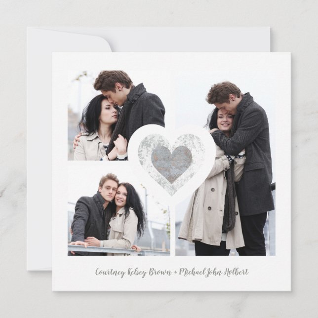 Save The Date Séance d'engagement romantique Modern Heart 3 Phot (Devant)