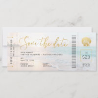 Seashell Boarding Pass Ticket Beach Wedding