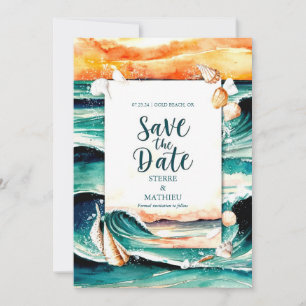 Save The Date Seashells Summer Beach Wedding