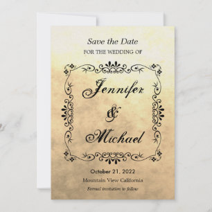Save The Date Sepia vintage Enregistrer la date Mariage classiqu