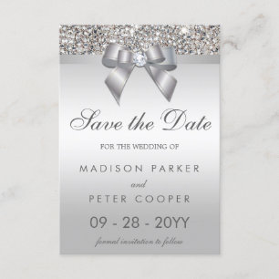 Save The Date Séquins Argent Bow Diamond Enregistrer Le Mariage 