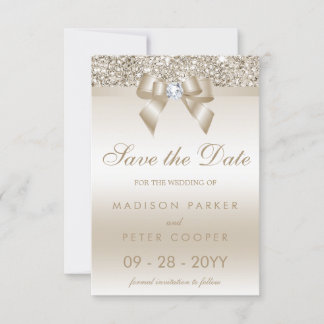 Save The Date Séquins De Champagne Bow Diamond Enregistrer La Da