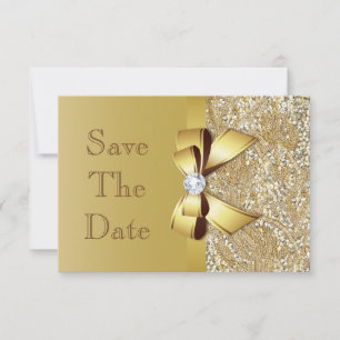Save The Date Séquins d'or Faux et mariage de la cordes Enregist