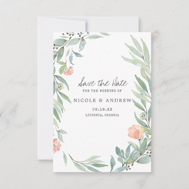 Save The Date Serene Botanical | Journée de pré-réservation de p (Devant)