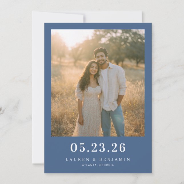Save The Date Serene Navy Naturalistic Photo (Devant)
