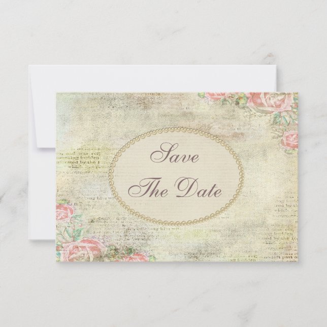 Save The Date Shabby Chic Rose Baby shower Enregistrer la date (Devant)