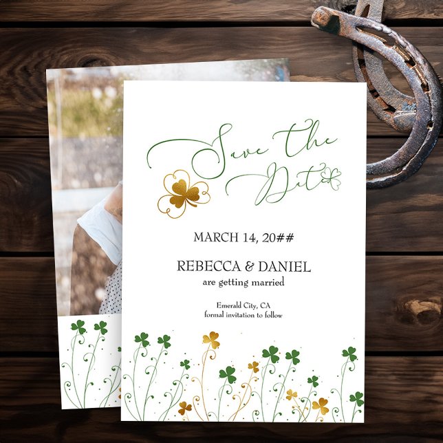 Save The Date Shamrock Fleur sauvage Mariage Photo (Photo Save the Date from my Shamrock Wildflower wedding collection - printed or printable download)