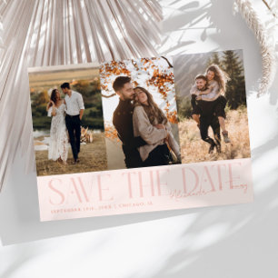 Save The Date Signature Moderne de Couple sur Fond Pêche avec Mu