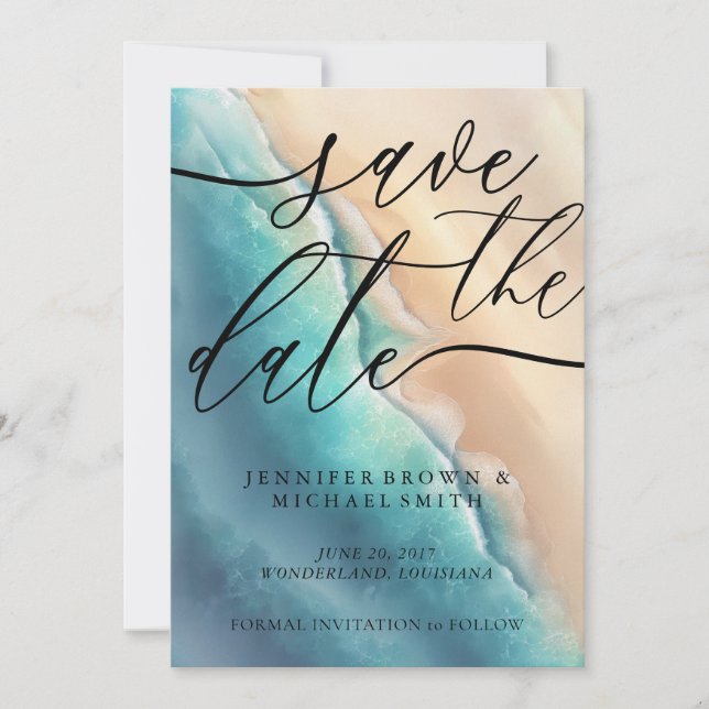 Save The Date Signature personnalisée Ocean Beach (Devant)